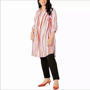 Alfani Womens Textured Stripes Embellished Neck Top Beige Size Petite X Large
